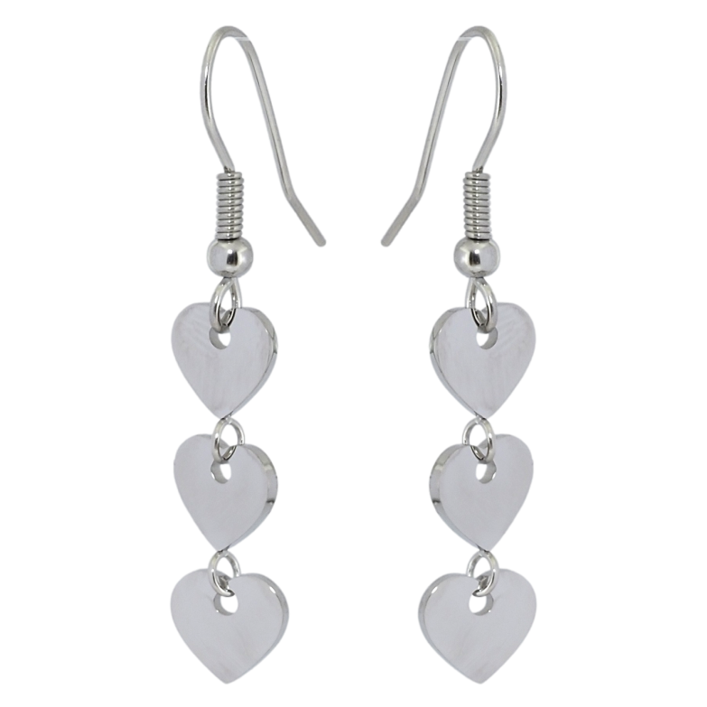 Серьги Xuping TTM Stainless Steel цвет Родий французский замок Подвески сердечки фото №1