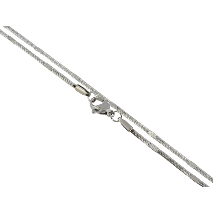 Ланцюжок Xuping ТТМ Stainless Steel колір Родій Плетіння Снейк з прокатками довжина 45см х 2мм фото №14 Ланцюжок Xuping ТТМ Stainless Steel колір Родій Плетіння Снейк з прокатками довжина 45см х 2мм фото №14