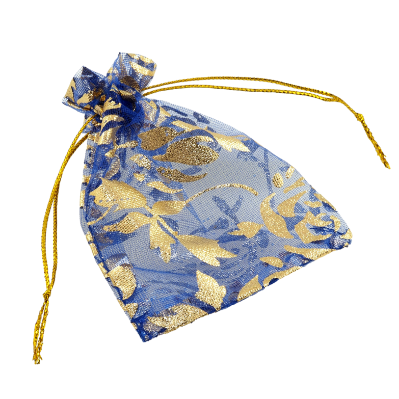 Мішечок подарунковий з органзи Квітковий візерунок, колір синій розмір 7х9см ціна за 1 шт. фото №2 Мішечок подарунковий з органзи Квітковий візерунок, колір синій розмір 7х9см ціна за 1 шт. фото №2