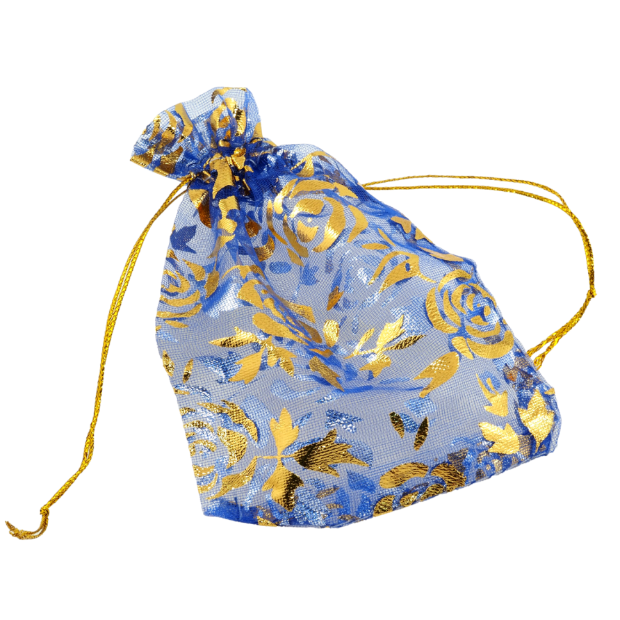 Мішечок подарунковий з органзи Квітковий візерунок, колір синій розмір 8х12см ціна за 1 шт. фото №1 Мішечок подарунковий з органзи Квітковий візерунок, колір синій розмір 8х12см ціна за 1 шт. фото №1