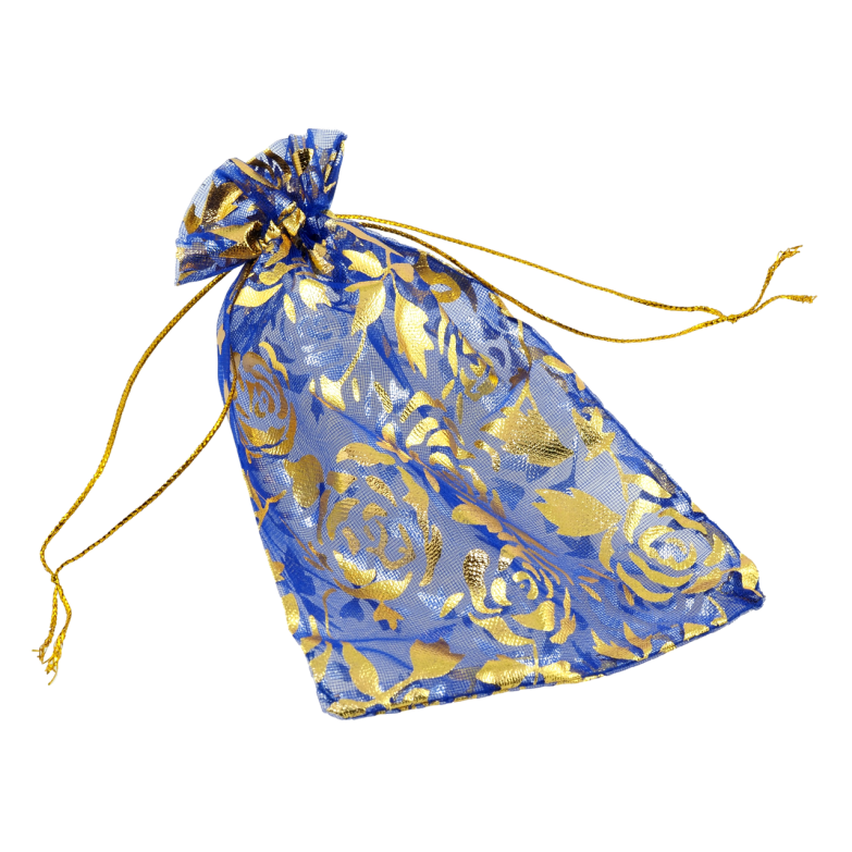 Мішечок подарунковий з органзи Квітковий візерунок, колір синій розмір 10х13см ціна за 1 шт. фото №1 Мішечок подарунковий з органзи Квітковий візерунок, колір синій розмір 10х13см ціна за 1 шт. фото №1