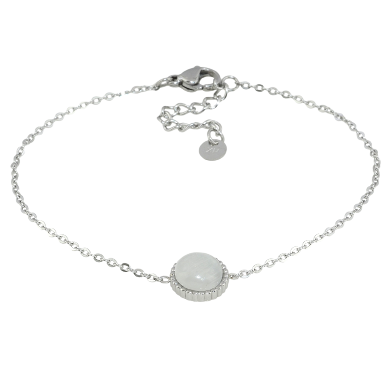 Браслет Xuping ТТМ Stainless Steel цвет Родий Цепочка с камнем Кошачий Глаз длина с доп.цеп. 18.5-22см х 1мм фото №12