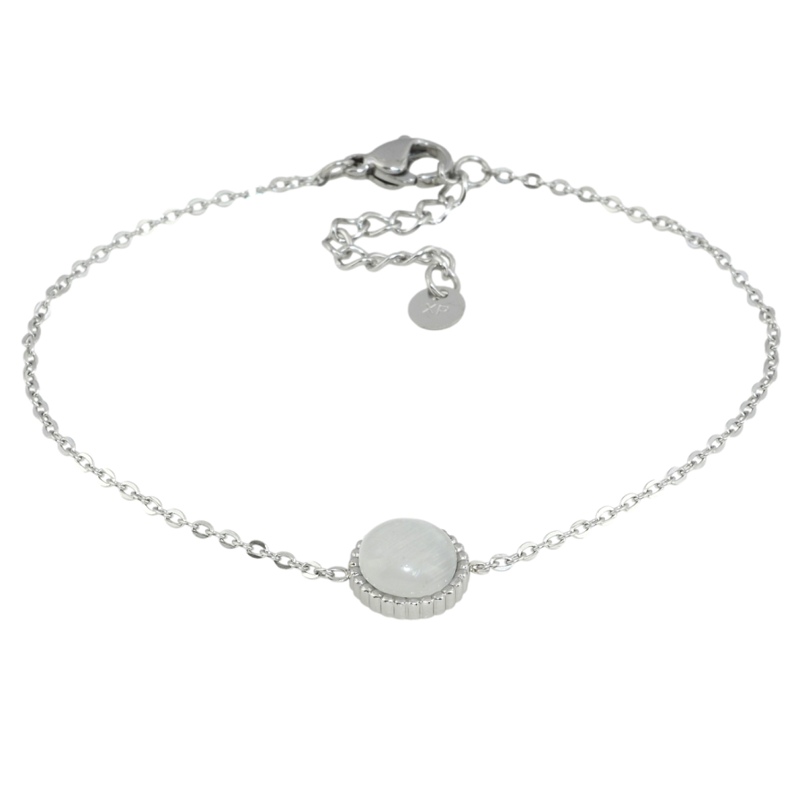 Браслет Xuping ТТМ Stainless Steel колір Родій Ланцюжок з каменем Котяче Око довжина з доп.цеп. 18.5-22см х 1мм фото №1