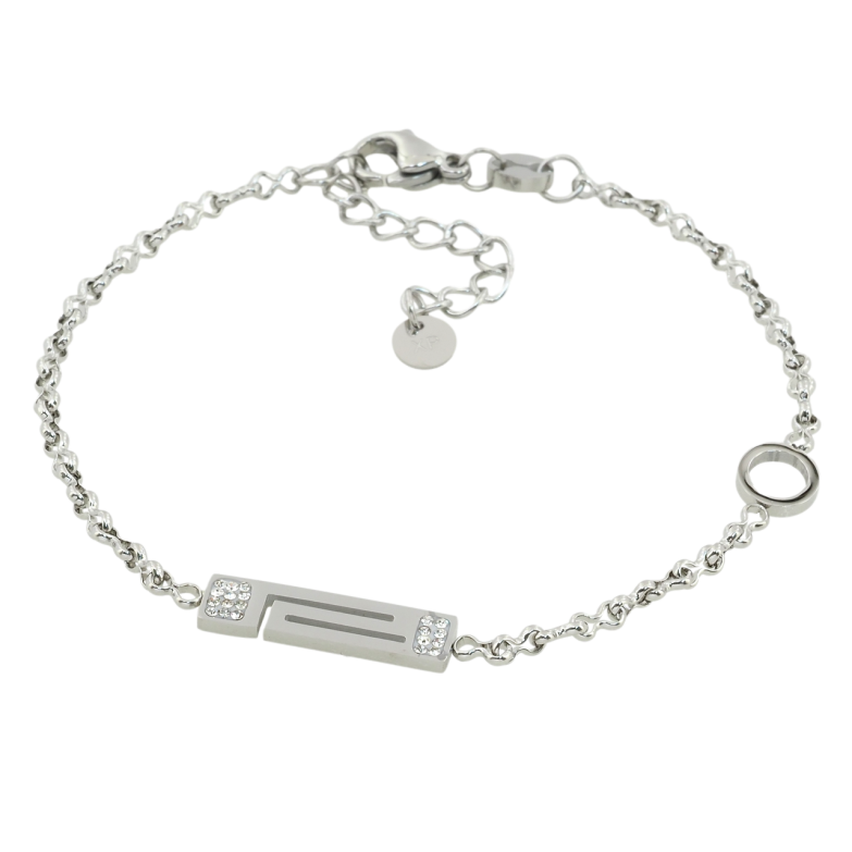 Браслет Xuping ТТМ Stainless Steel колір Родій Ланцюжок із вставками довжина з доп.цеп. 17.5-20.5см х 2мм фото №1