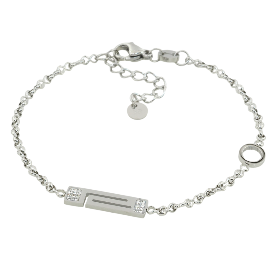 Браслет Xuping ТТМ Stainless Steel колір Родій Ланцюжок із вставками довжина з доп.цеп. 17.5-20.5см х 2мм фото №1