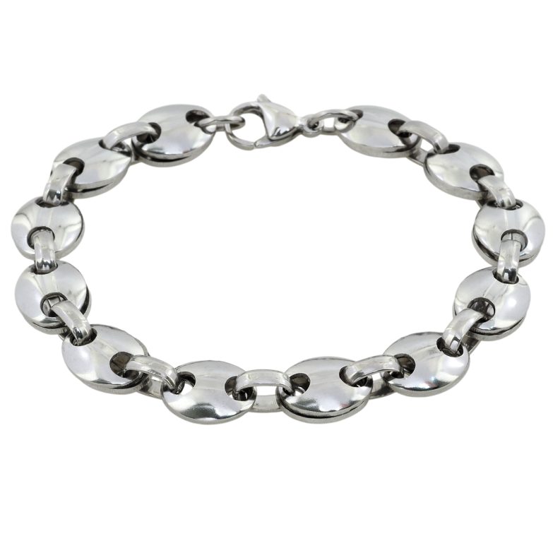 Браслет Xuping ТТМ Stainless Steel колір Родій Ланцюжок плетіння Молот довжина 21.5см х 3-10мм фото №1