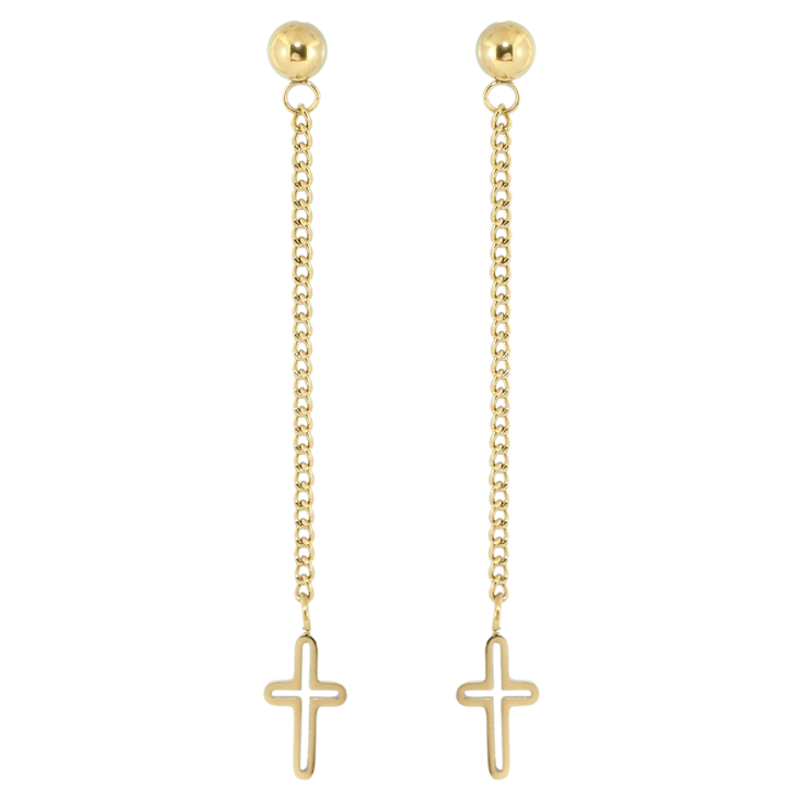 Серьги Xuping TTM Stainless Steel цвет 14K пусеты Подвески Крестики на цепочке фото №25