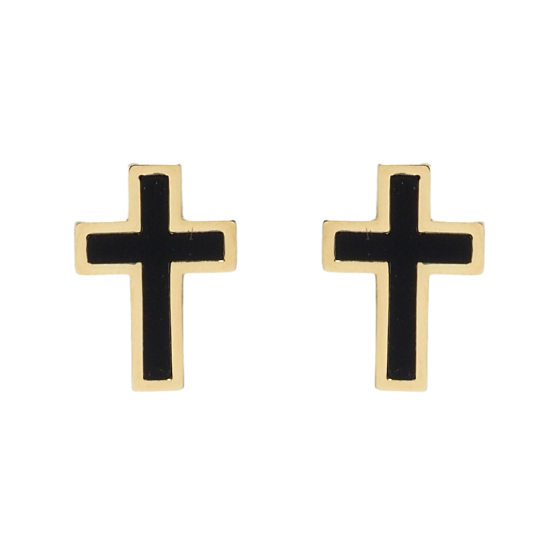 Сережки Xuping TTM Stainless Steel колір 14K пусети Хрестики фото №3