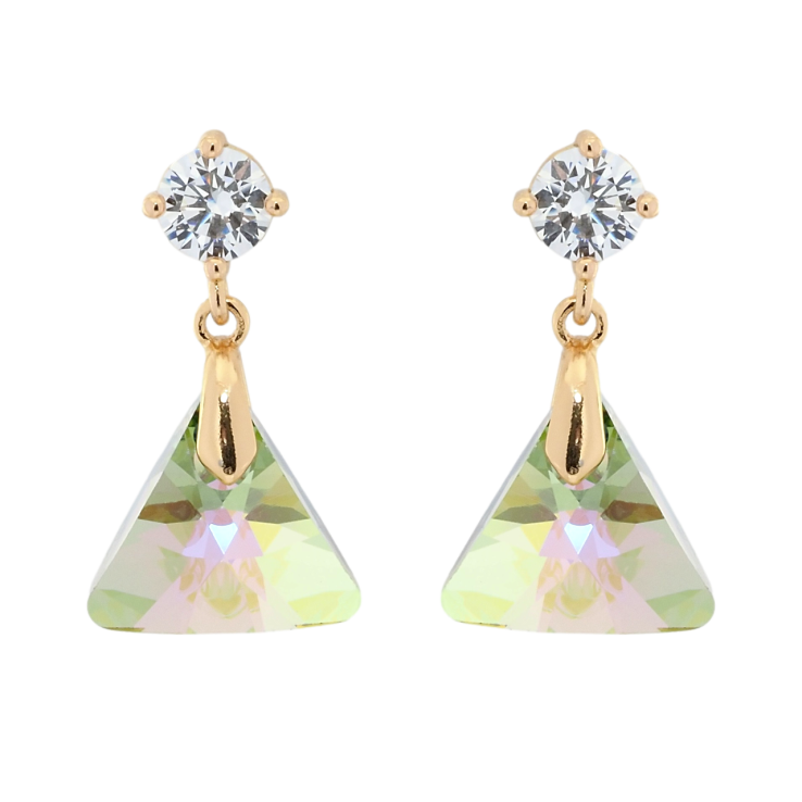 Сережки Xuping колір 18K з кристалами Swarovski пусети Кристальні трикутники Vitrail Light фото №19