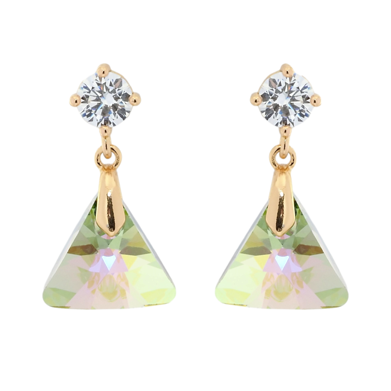 Сережки Xuping колір 18K з кристалами Swarovski пусети Кристальні трикутники Vitrail Light фото №3