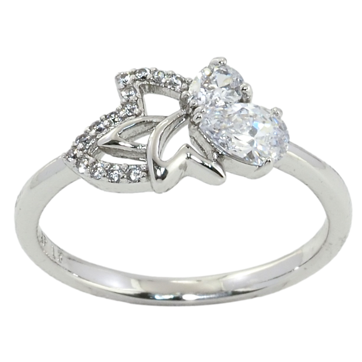 Каблучка Xuping Родій Листик з кристалами фото №4