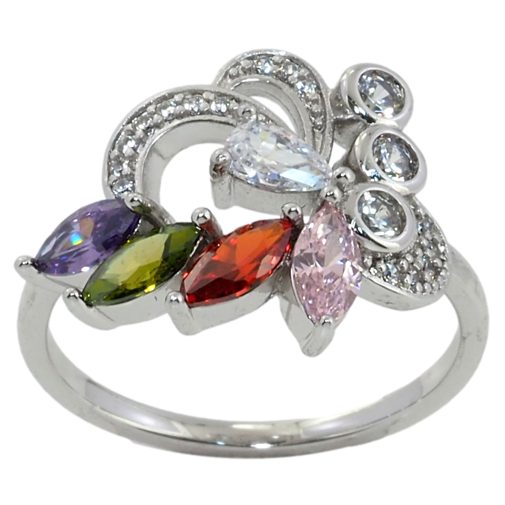 Каблучка Xuping Родій Фантазійний орнамент із кольоровими кристалами фото №5