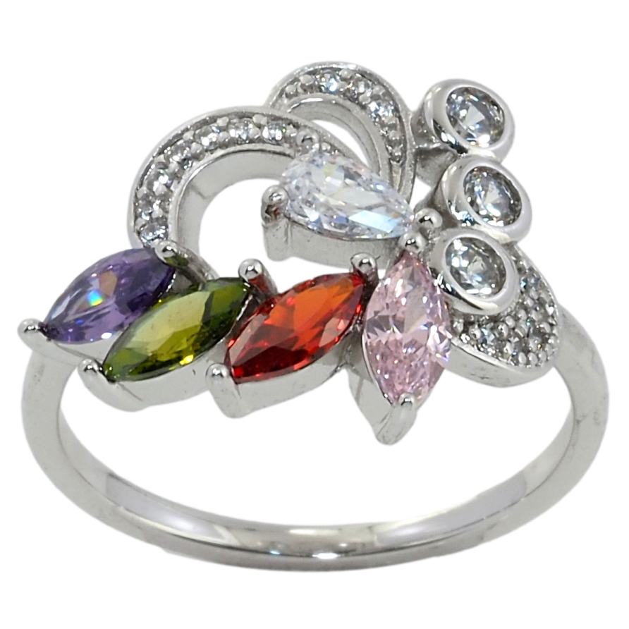 Кольцо Xuping Родий Фантазийный орнамент с цветными кристаллами фото №1