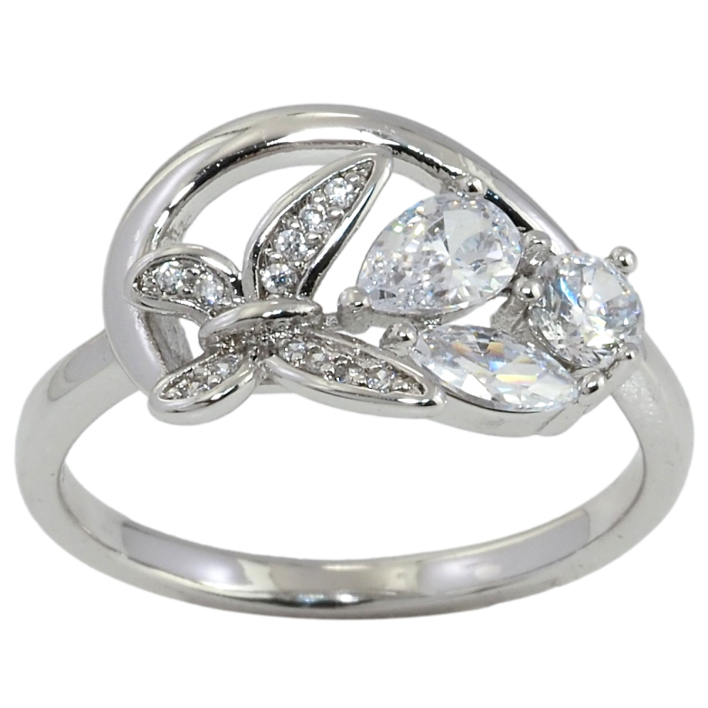 Кольцо Xuping Родий Бабочка с кристаллами фото №1