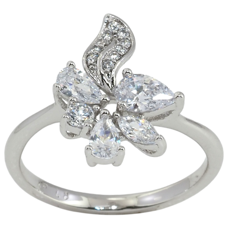 Каблучка Xuping Родій Кристальний орнамент з листочком фото №6