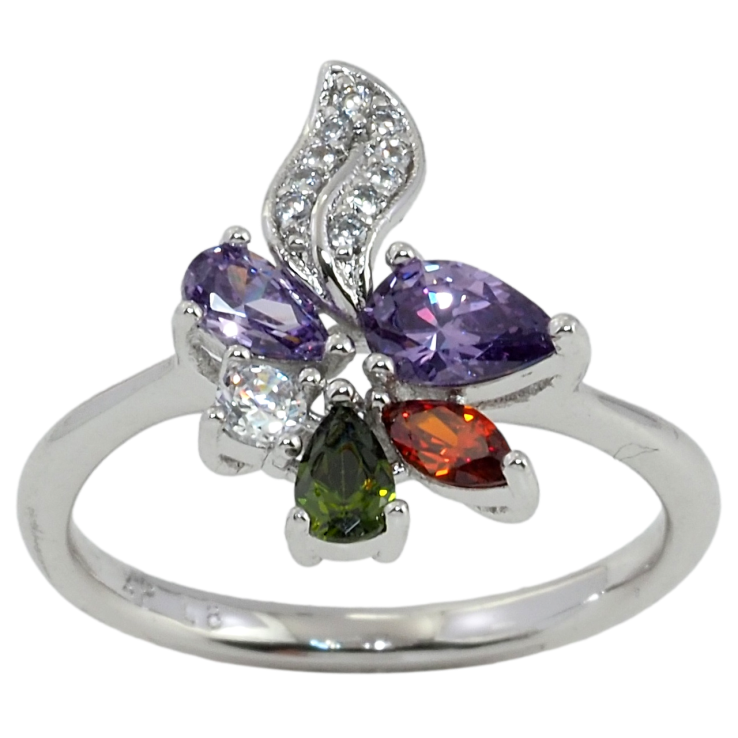 Каблучка Xuping Родій Кристальний кольоровий орнамент з листочком фото №20