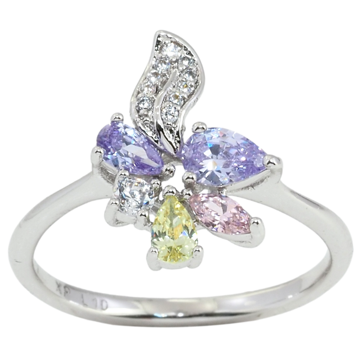 Каблучка Xuping Родій Кристальний кольоровий орнамент з листочком фото №7