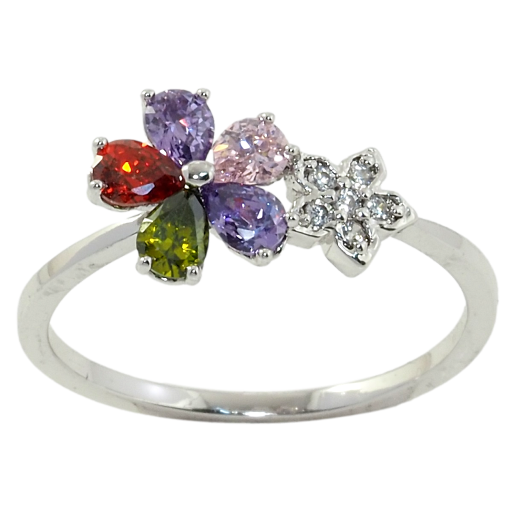 Каблучка Xuping Родій Квіти з кольоровими фіанітами фото №22