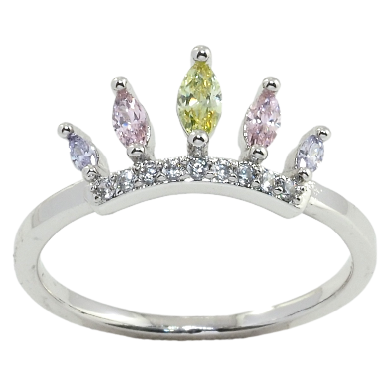 Каблучка Xuping Родій Корона з кольоровими фіанітами фото №1