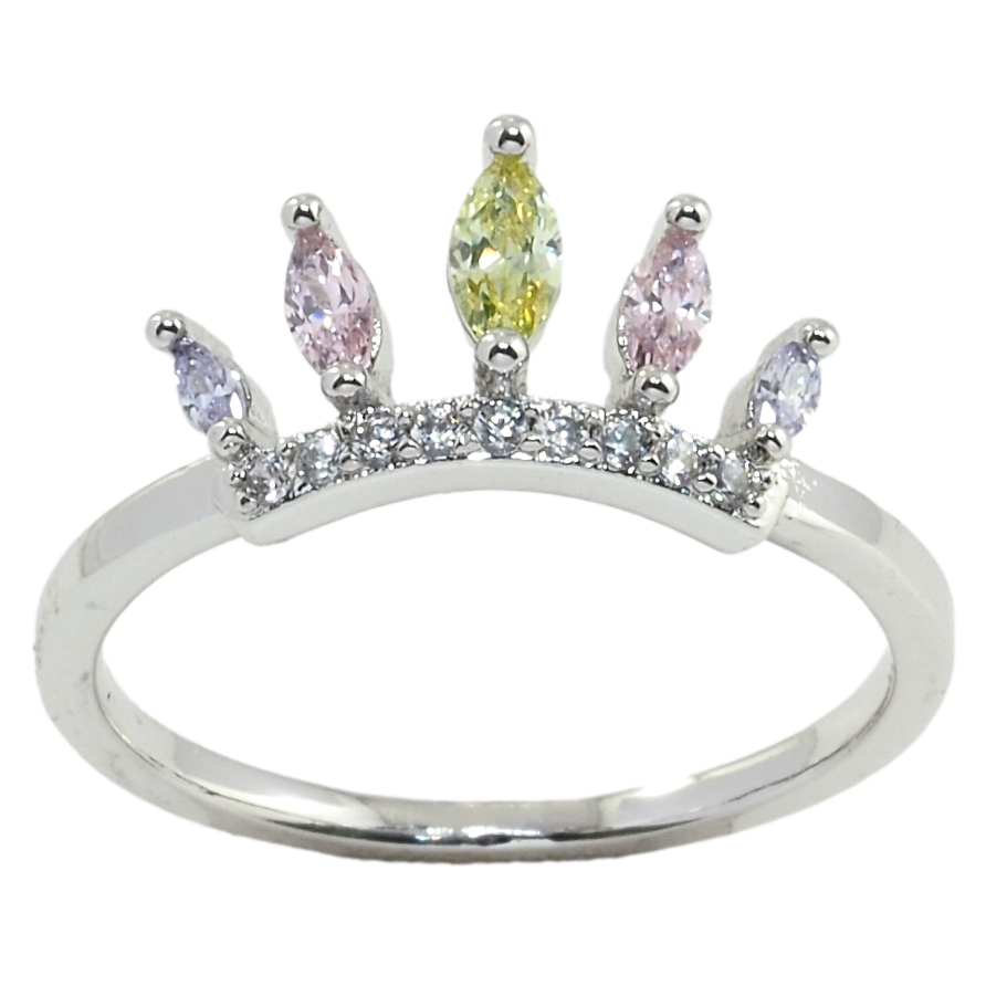 Каблучка Xuping Родій Корона з кольоровими фіанітами фото №1