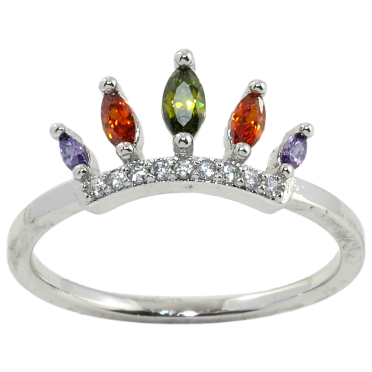 Каблучка Xuping Родій Корона з кольоровими фіанітами фото №17