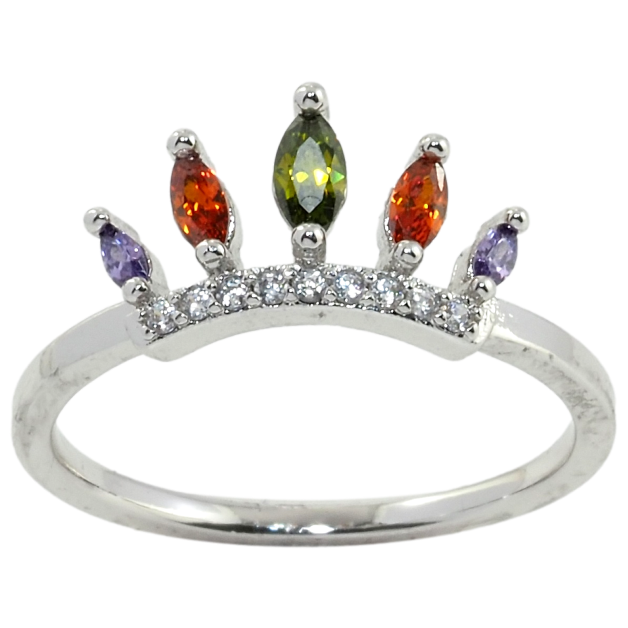 Кольцо Xuping Родий Корона с цветными фианитами фото №1