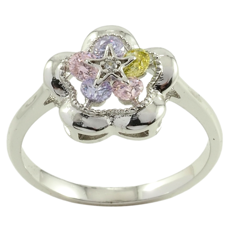 Каблучка Xuping Родій Квітка з кольоровими фіанітами фото №2