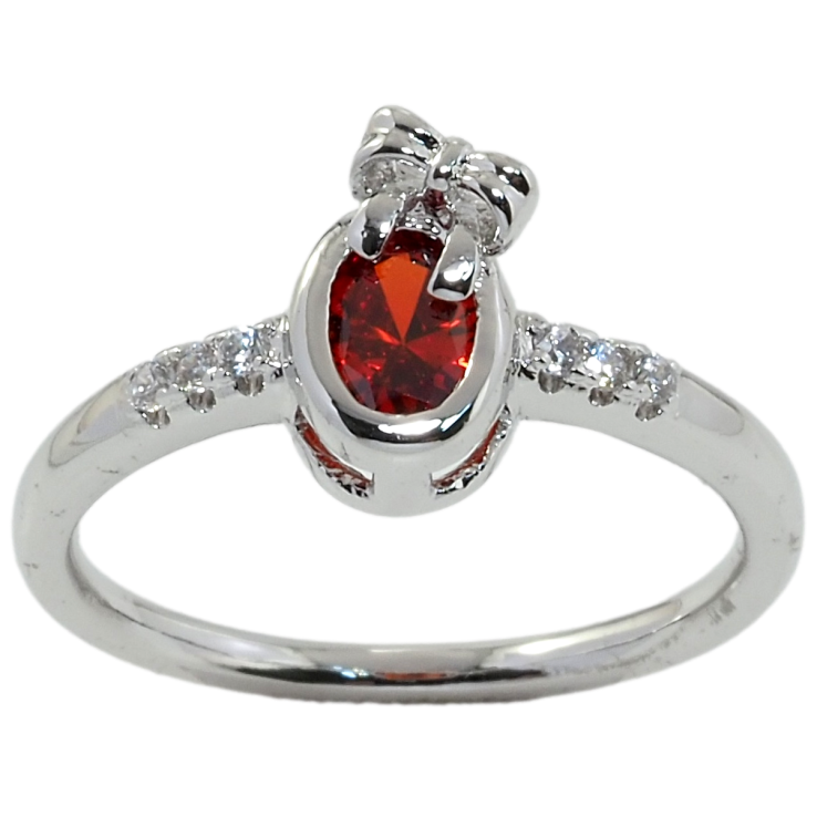 Каблучка Xuping Родій Червоний фіаніт з бантом фото №12