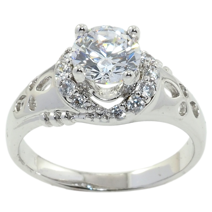 Каблучка Xuping Родій Фіаніт у високій оправі фото №10