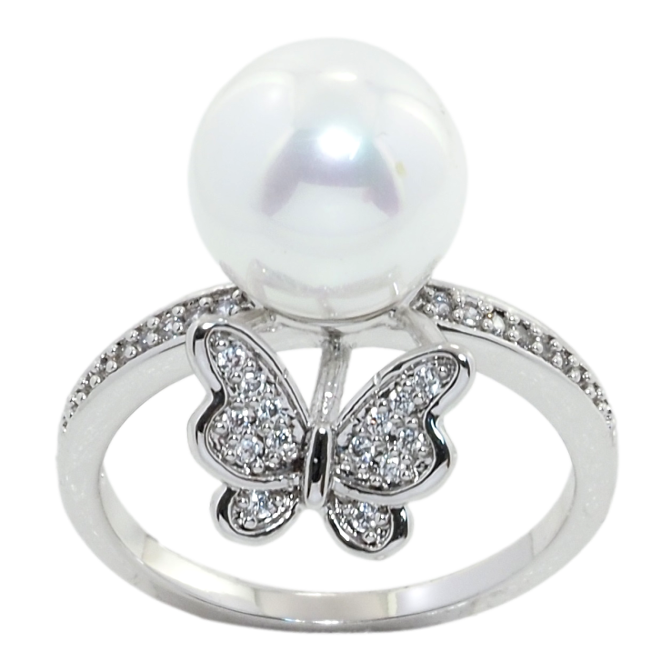 Кольцо Xuping Родий Бабочка с жемчужиной фото №16