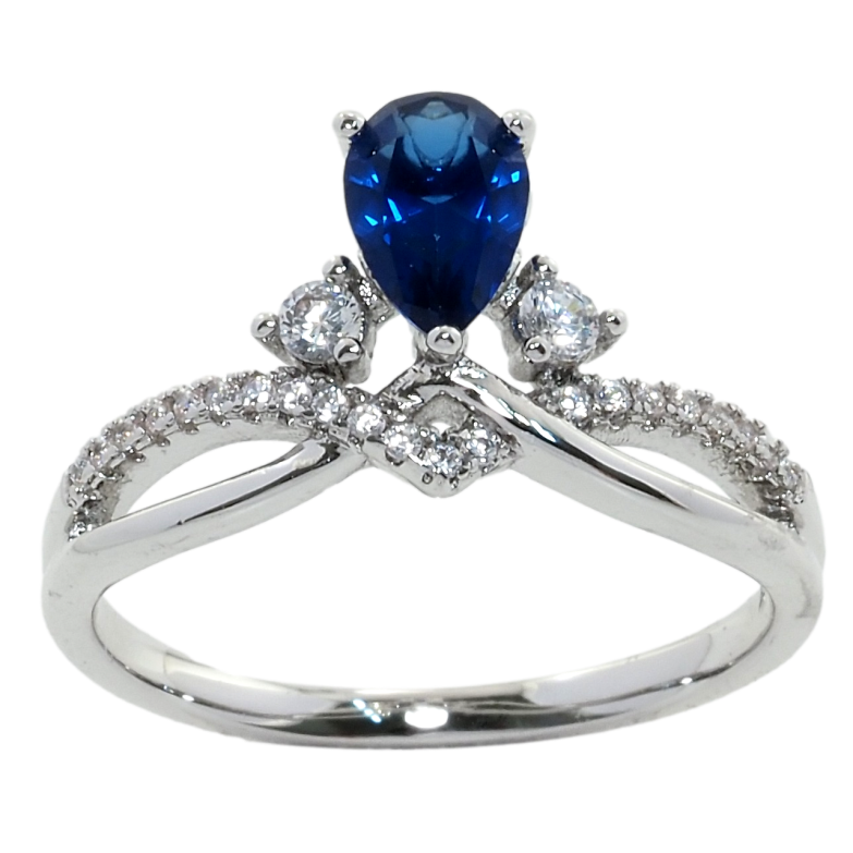 Каблучка Xuping Родій Інкрустація цирконієм з синім фіанітом фото №2