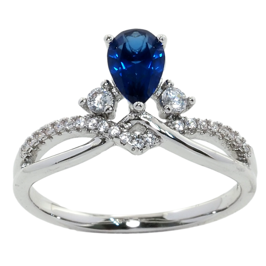 Каблучка Xuping Родій Інкрустація цирконієм з синім фіанітом фото №1