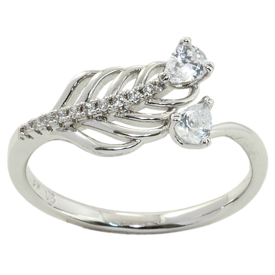 Каблучка Xuping Родій Перо з фіанітами фото №1