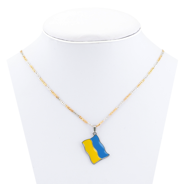 Кулон на ланцюжку (062196) Xuping колір 18К + колір Родій Прапор України розмір 44см х 2мм фото №12 Кулон на ланцюжку (062196) Xuping колір 18К + колір Родій Прапор України розмір 44см х 2мм фото №12