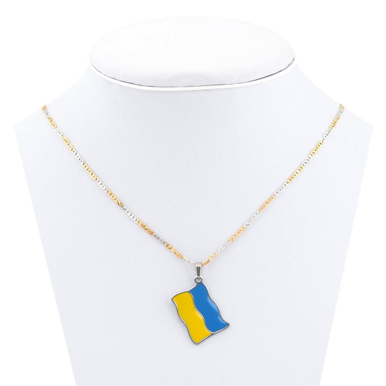 Кулон на ланцюжку (062196) Xuping колір 18К + колір Родій Прапор України розмір 44см х 2мм фото №1