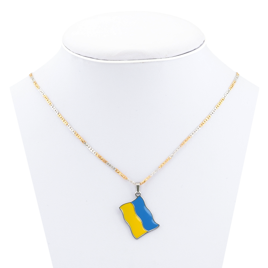 Кулон на ланцюжку (062196) Xuping колір 18К + колір Родій Прапор України розмір 44см х 2мм фото №1
