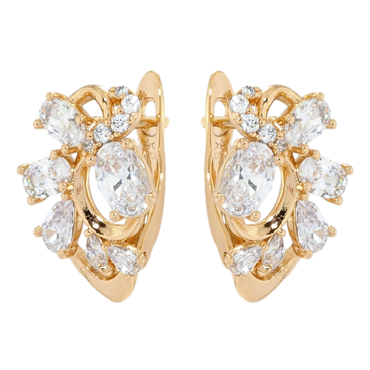 Сережки Xuping Позолота 18K англійський замок Розсип кристалів фото №9