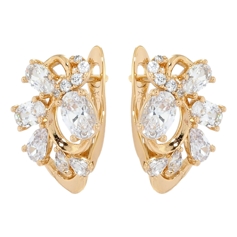 Сережки Xuping Позолота 18K англійський замок Розсип кристалів фото №1