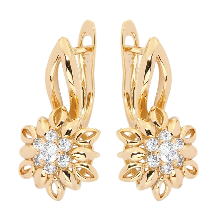 Сережки Xuping Позолота 18K англійський замок Квіточки з цирконієм фото №17