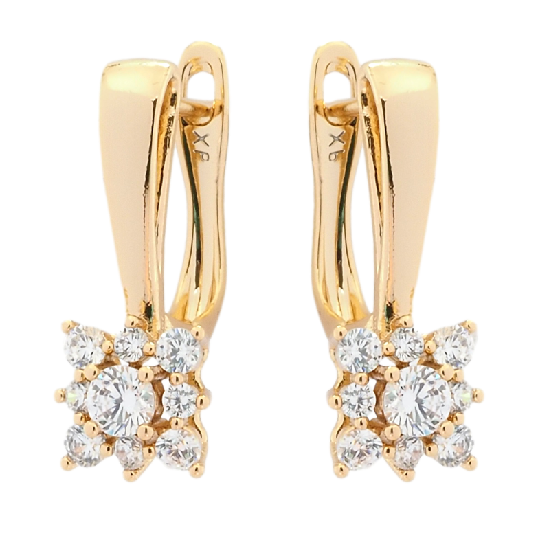 Сережки Xuping Позолота 18K англійський замок Квіточки з цирконієм фото №1