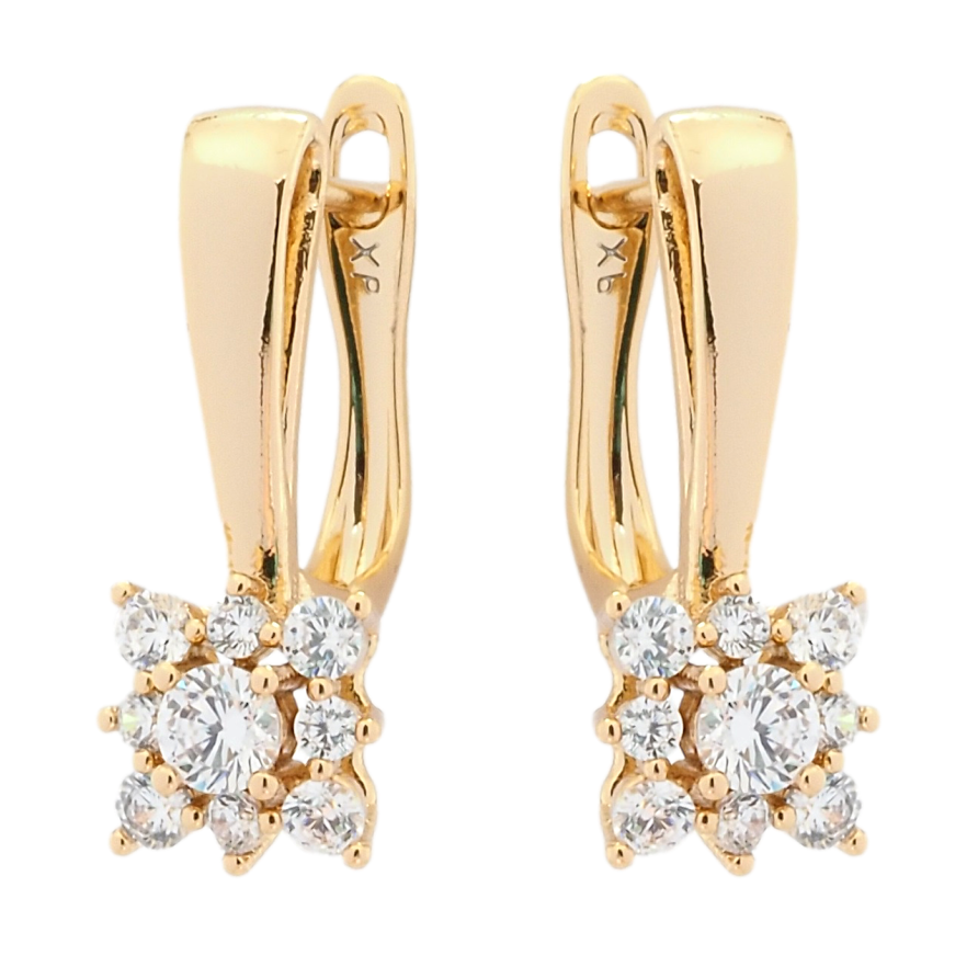 Серьги Xuping Позолота 18K английский замок Цветочки с цирконием фото №1