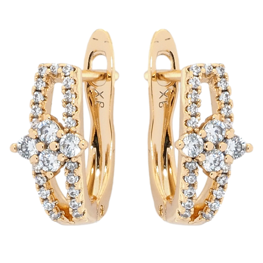 Сережки Xuping Позолота 18K англійський замок Квітковий орнамент з цирконієм фото №1