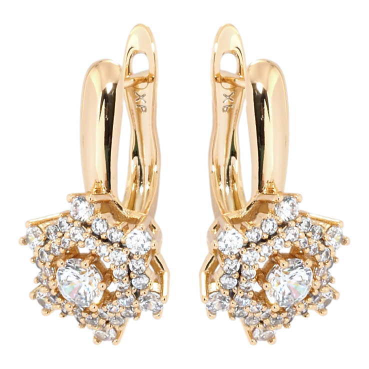 Сережки Xuping Позолота 18K англійський замок Квіточки цирконієм фото №8