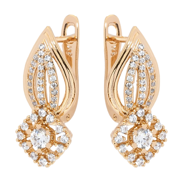 Сережки Xuping Позолота 18K англійський замок Інкрустація цирконієм фото №19