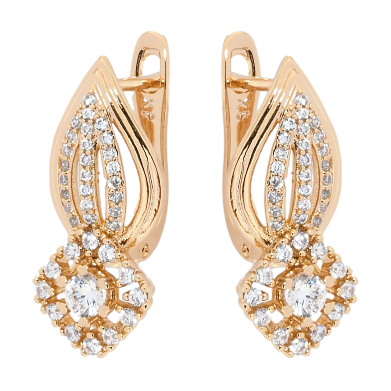 Серьги Xuping Позолота 18K английский замок Инкрустация цирконием фото №1