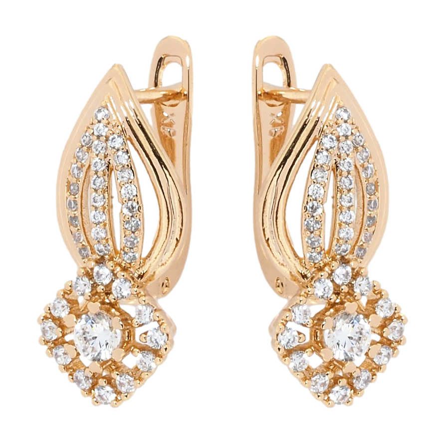 Сережки Xuping Позолота 18K англійський замок Інкрустація цирконієм фото №1