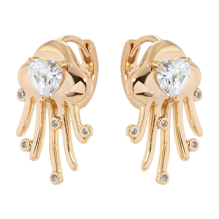 Серьги Xuping Позолота 18K колечки Медузы с цирконием фото №11