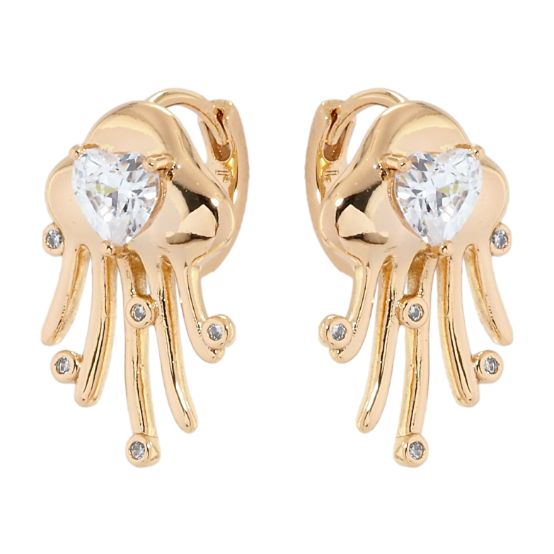 Сережки Xuping Позолота 18K колечка Медузи з цирконієм фото №1