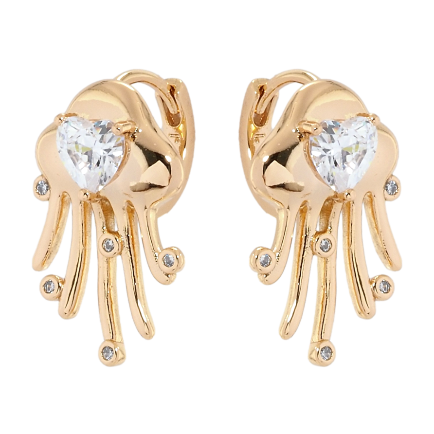 Сережки Xuping Позолота 18K колечка Медузи з цирконієм фото №1