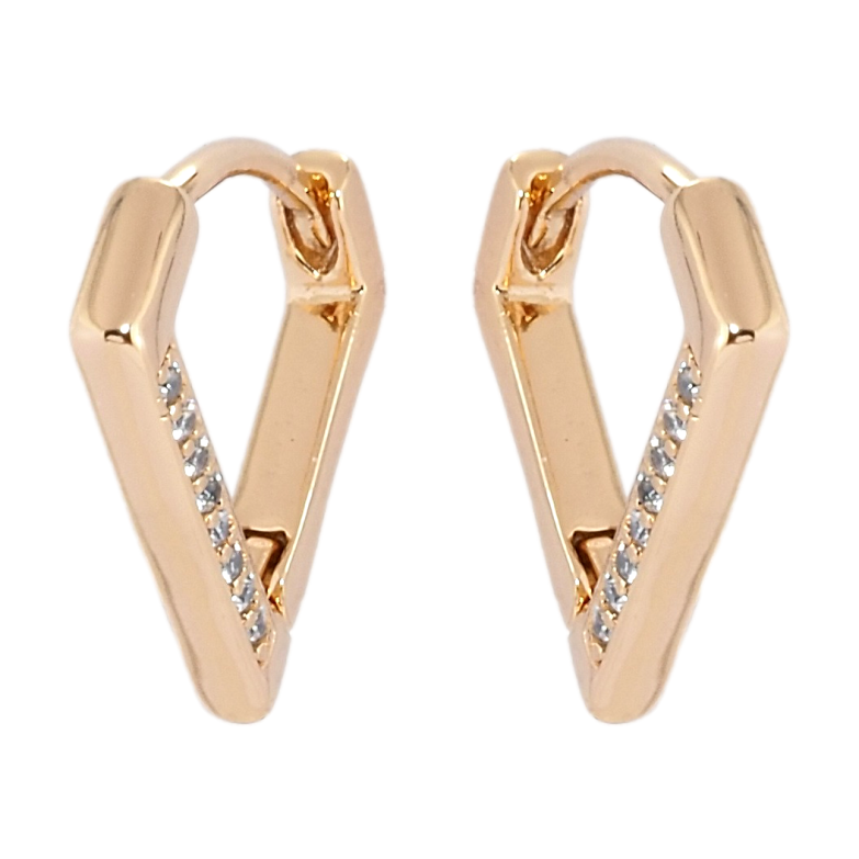 Серьги Xuping Позолота 18K колечки Треугольники с дорожками циркония фото №5
